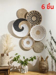 1/6 ชิ้น Boho มือทอผนังตะกร้าแขวนบ้านตกแต่ง Rustic Wall ตะกร้าตกแต่งของขวัญศิลปะสําหรับห้องครัวบ้านไร่ห้องนั่งเล่น