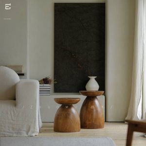 ตารางข้างทรงกลวงทรงกลมไม้แท้ ชานชาลา หัวเตียง บ้านพักสไตล์ชาติพันธุ์ ชา วินเทจ งานฝีมือ ไม่ต้องติดตั้ง