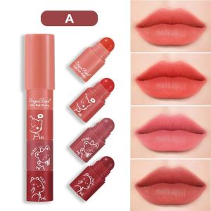 4 In 1 Matte ลิปสติกชุด Velvet Moisturizing สีม่วง Lip Tint กันน้ํา Long Lasting Lip แต่งหน้าปากกาเซ็กซี่ Crayon Combo
