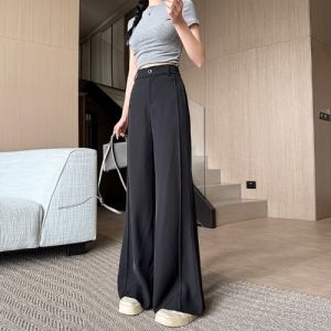 Quần Ống Rộng 9 Điểm Cho Nữ Mùa Xuân Hè Mỏng Dài Đến Mắt Cá Chân Quần Ống Loe Phong Cách Hàn Quốc Quần Tây