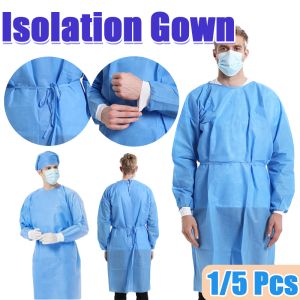 1/5 Pcs Thickened Protective Work Clothes Disposable Non-Woven Isolation Gown Medical Gown Suit For Hospital
