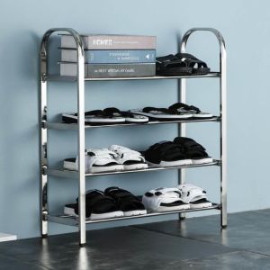Economic Stainless Steel Aluminum Alloy Thickened Home Shoe Rack Multi-layer Doorway Balcony Shoe Stand Simple Modern Style