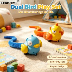KEBETEME Smart Pet Toy Rechargeable Interactive Cat Toy For Indoor Cats Plush Tail Bird Interactive Playing Cat Training Pet Supplies