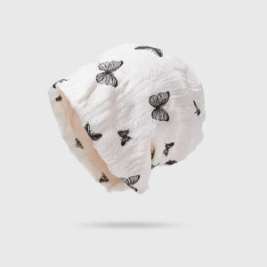 BILLI ZILLY | Pure Cotton Breathable Butterfly Knot Cap Womens Summer No Pressure Sleep Hat Spring Autumn Windproof Full Head Cover Large Size