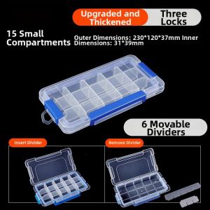 GREENER | Screw & Parts Storage Box Small Rectangular Transparent Partitions