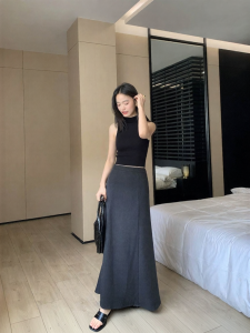 Chân váy dài ALOHA LU cạp cao thiết kế thon gọn đa năng