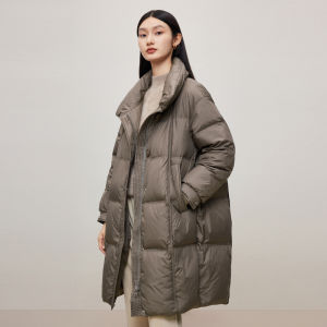 DESIGNICE | 90% White Goose Down Black Stand Collar Winter Thickened Commuter Puffer Jacket
