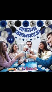 [SG Seller]Birthday Decorations Men Blue Birthday Party Decorations for Men Women Boys Grils Happy Birthday Balloons for Party Decor Suit For 16th 20th 25th 30th 35th 40th 50th 60th 70th (Blue)