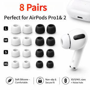 4 Pairs Soft Silicone Anti Slip Ear Tips For AirPods Pro 1 And 2 Replacement Eartips Compatible With AirPods Pro Second Cleaner