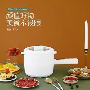 MidNight Secret 2L Large Capacity Multifunction Electric Multi Cooker With PP Steam Tray Electric Non-stick Ceramic Liner Cookware Mini Cooker Quick Heating 700w Smooth Handle Cooking Hot Pot Up To 9.5H Reservation Frying Wok for Student Office