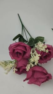 Bunga Mawar Tropis Cabang 5 Premium Artificial - Rose Kuncup Bahan Dekorasi Murah