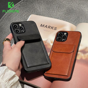 FLOVEME Flip Card Slot Leather Phone Case For iPhone 15 14 13 12 11 Pro Max 15 14 Plus Luxury Wallet Holder Lens Protection All-inclusive Shockproof Back Cover For iphone XS XR X 8 7 Plus