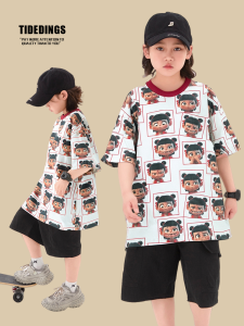 Áo Thun Tay Ngắn Mùa Hè Cho Bé Trai Tideding Casual Cotton round Neck Print Short Sleeve Áo Thun Tay Lửng Áo Thun Trẻ Em