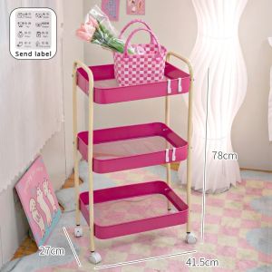 New Contrast Color Trolley Storage Shelf Multi-layer Mobile Cart Organizer Bathroom Storage Rack Storage Rack With Wheels