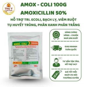 Thu Y Amox - Coli 100G Amoxicillin 50% Hỗ Trợ Triệu Chứng Ecoli Bạch Lỵ Viêm Ruột Từ Huyệt Trùng Phân Xanh Phân Trắng