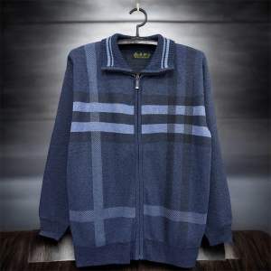 อากงหลายตารางเสื้อกันหนาวไหมพรหมคุณพ่อผู้สูงอายุ