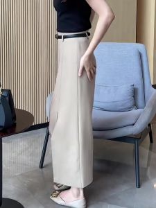 Elegant Mid-Length Straight Cut Skirt for Women Commute Fashion High Waist A-Line Skirt Autumn New Style Korean Version