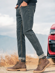 Enjeolon | Vintage Slim Fit Mens Jeans Straight Casual Trousers