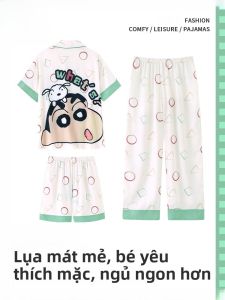 MiiOW | Bộ đồ ngủ tay ngắn bằng lụa băng mùa hè cho trẻ em MiiOW Bộ đồ ngủ hoạt hình dễ thương cho bé trai mặc ở nhà