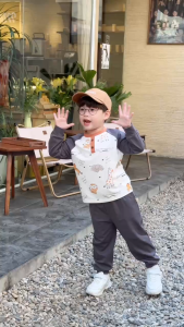 Set bộ dài tay raplang chất cotton họa tiết Happy Zoo kèm quần dài size 10 tới 27kg BERNIE H1025B48