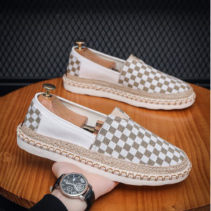 Casual Breathable Mens Canvas Slip-On Shoes Summer Fashion Fisherman Style Flat Heel Low Top Youth Trendy Beijing Cloth Shoes