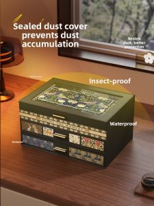 Meisda Luxury Vintage Style Jewelry Box Multi-Layer Gold Earring Necklace Storage Case Anti-Oxidation Hand Jewelry Organizer