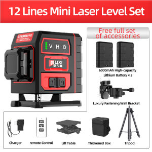OULIXI Super Mini 12 / 16 Lines Laser Level for Construction 3D Green Light 360° Cross Self-Leveling Measuring Tool with Full Set of Accessories