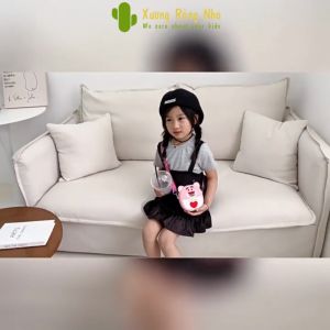 Túi Đeo Chéo Bằng Silicon Hình Gấu Dâu Tây Hoạt Hình Dễ Thương Nhiều Màu Sắc Xương Rồng Nhỏ