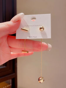 Asymmetric Geometric Ball Earrings Womens Long Metal Cold Style Fashion New 2025 Trendy Jewelry Accessories Fresh out