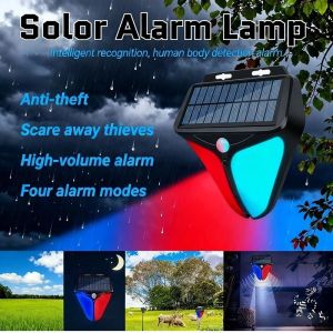 Solar Security Alarm Decibels Anti Theft Strobe Alarm Lamp Outdoor Garden Motion Sensor Safety Light