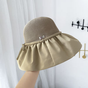 Summer Big Brim Sun Hat Female Breathable Sun Protection Bucket Hat Outdoor UV-Proof Cover Face Sun Hat Beach Hat
