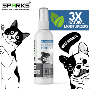 Sparks Pet Cologne: FUZZY FRESH with Natural Moisturizers - Sneeze-Free Long-Lasting for Pets