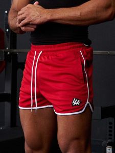 Quick Dry Mesh American Muscle Mens Shorts Gym Dumbbell Exercise Three-quarter Length Casual Beach Pants Polyester Spandex Blend