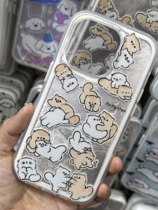 17ProMax Phone Case Puppy Dog Butterfly Knot Dual-Sided Film Protection Anti-Fall Two-In-One Design  14Pro Colorful Cover