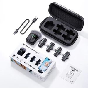 Micro Không Dây Mini 4 Trong 1 Cho iPhone Android - Micro Tụ Điện Khử Tiếng Ồn Dành Cho Phỏng Vấn Vlog
