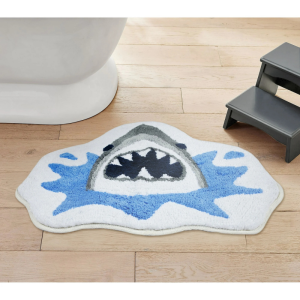 VIKAMA Cartoon Shark Plush Rug Shaped Absorbent and Non-Slip Bathroom Mat Bedroom Bedside Rug Home Decoration
