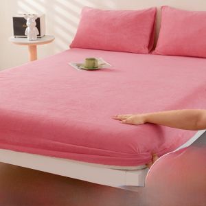 Thickened Milk Velvet Bed Canopy Single Piece Winter Coral Velvet Bed Cover Full Wrap Mattress Protector Fleece Liner Single Person