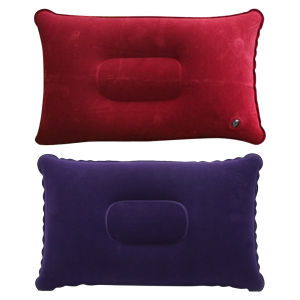 【New Arrival】Inflatable Air Pillow PVC Neck Stretcher Backrest Pillow Small Squared Flocked Pillow for Outdoor Camping Hiking