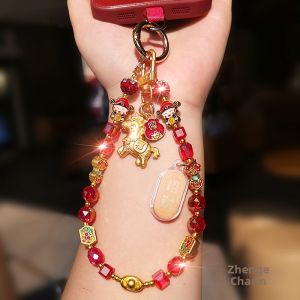 ZHENGEGE | Lucky Red Chinese Style Handmade Beaded Mobile Phone Lanyard