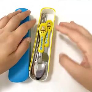 Bevavar Alat Makan Sendok Garpu Sumpit Anti Karat / Sendok Makan Anak Set Lucu Kartun / Alat Makan Sendok Garpu Sumpit Anti Karat