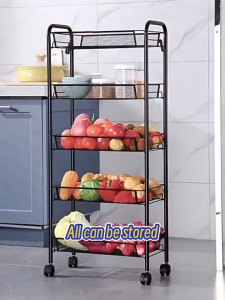 3/4/5 Tier Mesh Wire Rolling Cart Kitchen Storage Organizer Utility Cart Full Metal Basket Storage Art Trolley Carts with Wheels