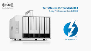 TerraMaster D5 Thunderbolt 3 Professional-Grade 5-Bay External Hard Drive Enclosure RAID 0/RAID1/RAID5/RAID10/JBOD Hard Disk RAID Storage (Diskless)