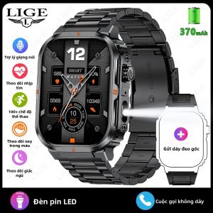 LIGE | Đồng Hồ Thông Minh LIGE 2.01" HD Hỗ Trợ Gọi Bluetooth Chống Nước IP68 Theo Dõi Sức Khỏe Và Thể Thao Dành Cho Nam Giới Tích Hợp Chức Năng Theo Dõi Giấc Ngủ Và Nhịp Tim