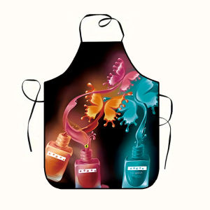 Funny Nail Polish Pattern Hairdresser Apron Waterproof Oilproof Cooking Baking Apron Dinner Kitchen Apron