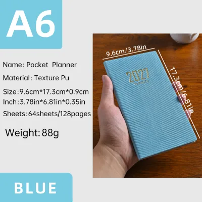 2027 A6 Weekly Planner Notebook 64 Sheets 128 Pages Thin Portable Agenda Schedule Diary for Office Home Travel