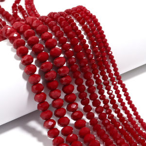 3 4 6 8mm Czech Crystal Glass Beads Red Color Flat Faceted Crystal Loose Spacer Beads for Jewelry Making Bracelet Accessories