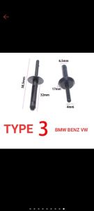 0BMW 6MM PLASTIC BLIND RIVET POP RIVET FENDER FASTERNER CLIP BMW BENZ X1 X3 E84 F25 X6 E72