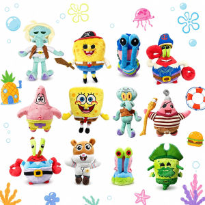 Bandai | Classic Anime Plushie Doll S-pong-e-bob Squarepants Patrick Star Squidward Eugene Krabs Gary Kawaii Cartoon Stuffed Plush Toy