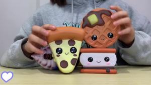 Anboor 4 Pcs Squishies Smore Waffle Cake Pizza Coffee Cup Kawaii Scented Soft Slow Rising Squeeze Stress Relief Kids Toy