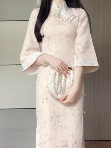 Elegant Green Tea Matcha New Autumn Release Soft Girl Improved Version Qipao Dress Chinese Style Button Elegant Gentlewoman